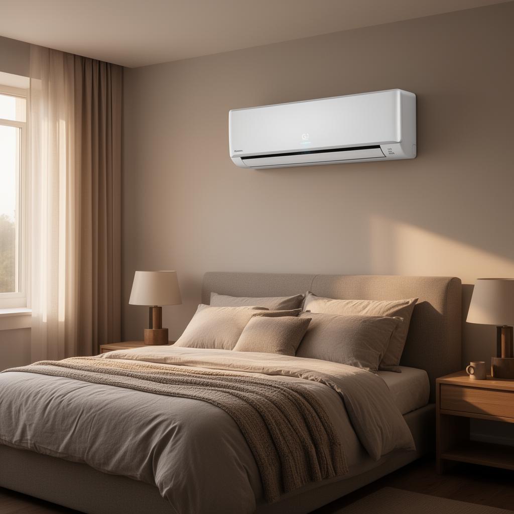 Unità inverter climatizzatore in camera da letto moderna